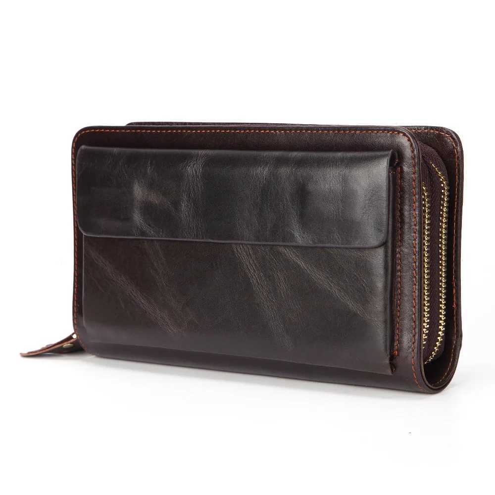 Retro Leather Large Men Clutch Wallets Men Purse 100% Genuine Leather Long Leather Male Wallet Mens Wallet Purse BagXJ250806