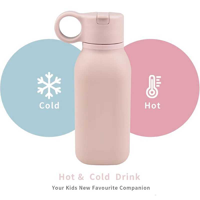 Food Grade Silicone Bottle With Straw Children Portable Reusable Plastic Cups Outdoor Travel Cold/Hot Water Drinking Bottle X250806