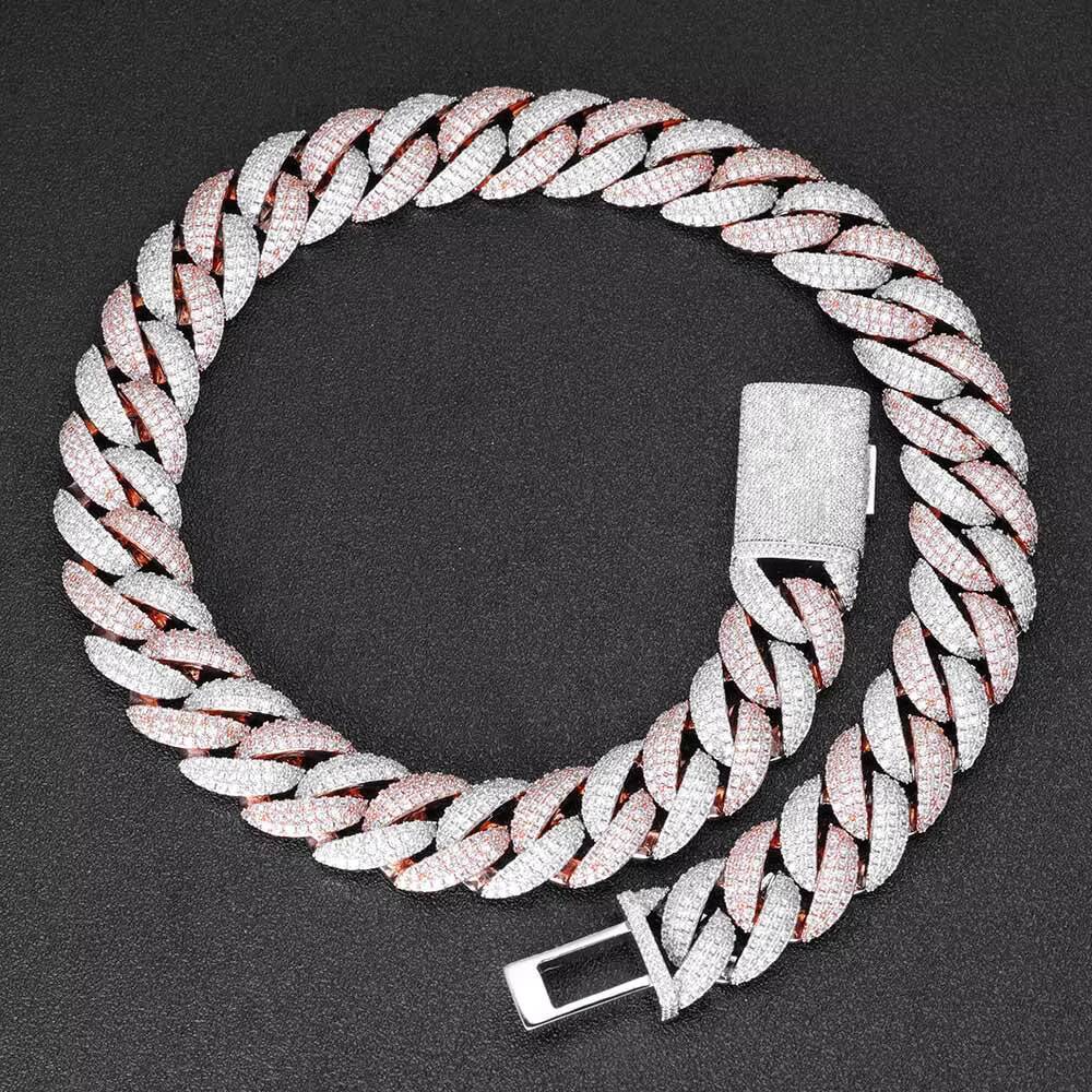 High Quality Custom Miami Hip Hop Necklace for Men Rose White Gold VVS Moissanite Diamond Cuban Chain Link Yellow Gold Gift