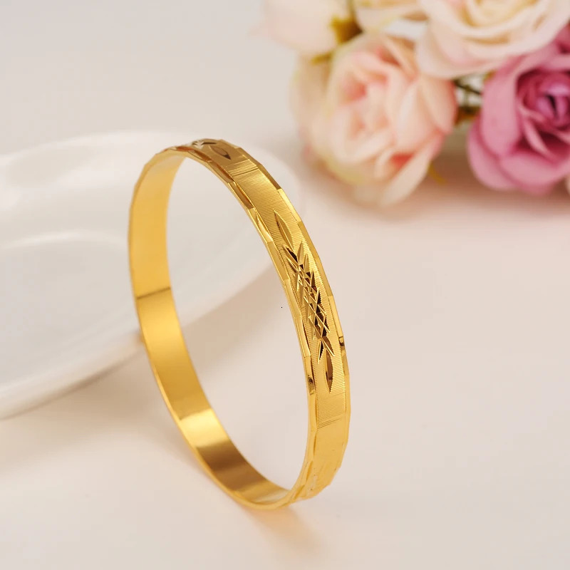 Gold Color Bangle for Women Dubai Bride Wedding Ethiopian Bracelet Africa Arab Jewelry Gift 250805