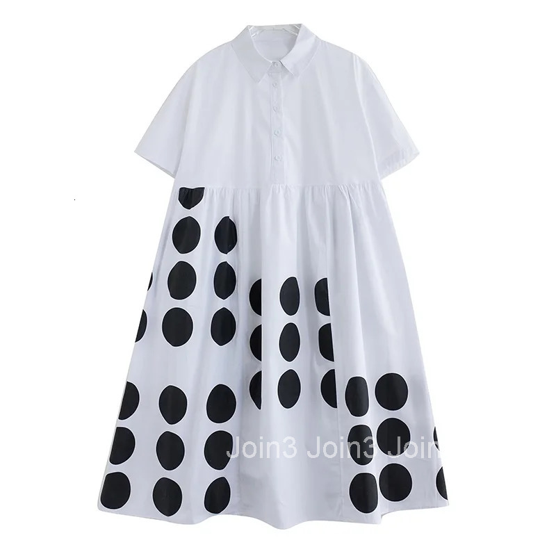 short sleeve oversized cotton vintage Polka Dot new in dresses for women casual loose long summer dress elegant clothing