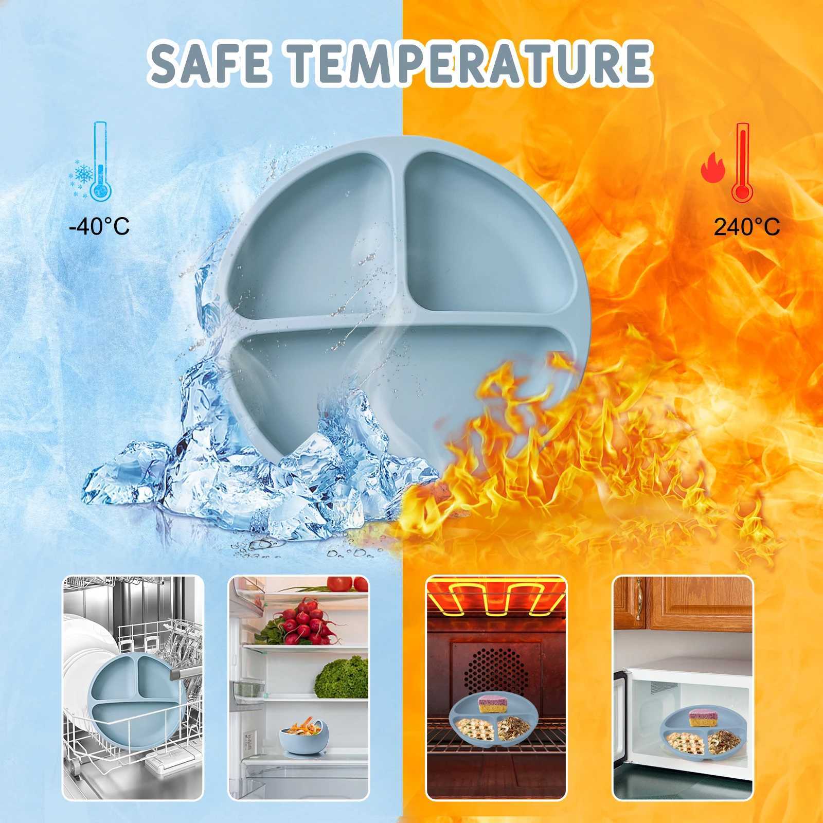 3PCS Baby Silicone Feeding Set BPA Free Suction Plate Divided Plate Spoon Fork Silicone Bibs Children Tableware X250806