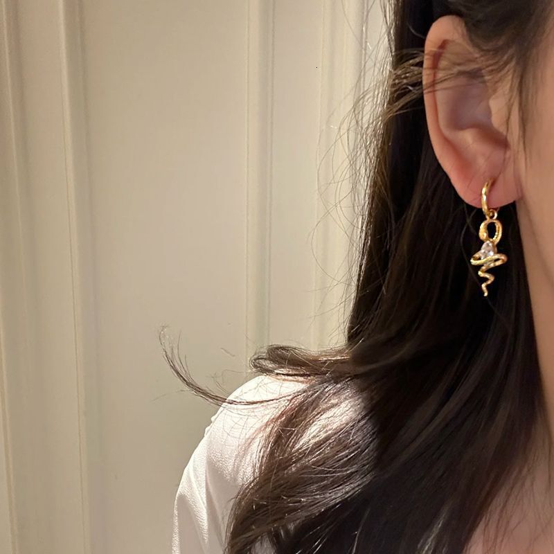 Hui Zhi Wing Jewelry New S Sier Snake Wrapped Horse Eye Earrings Light High-End Feel Ear Accessories
