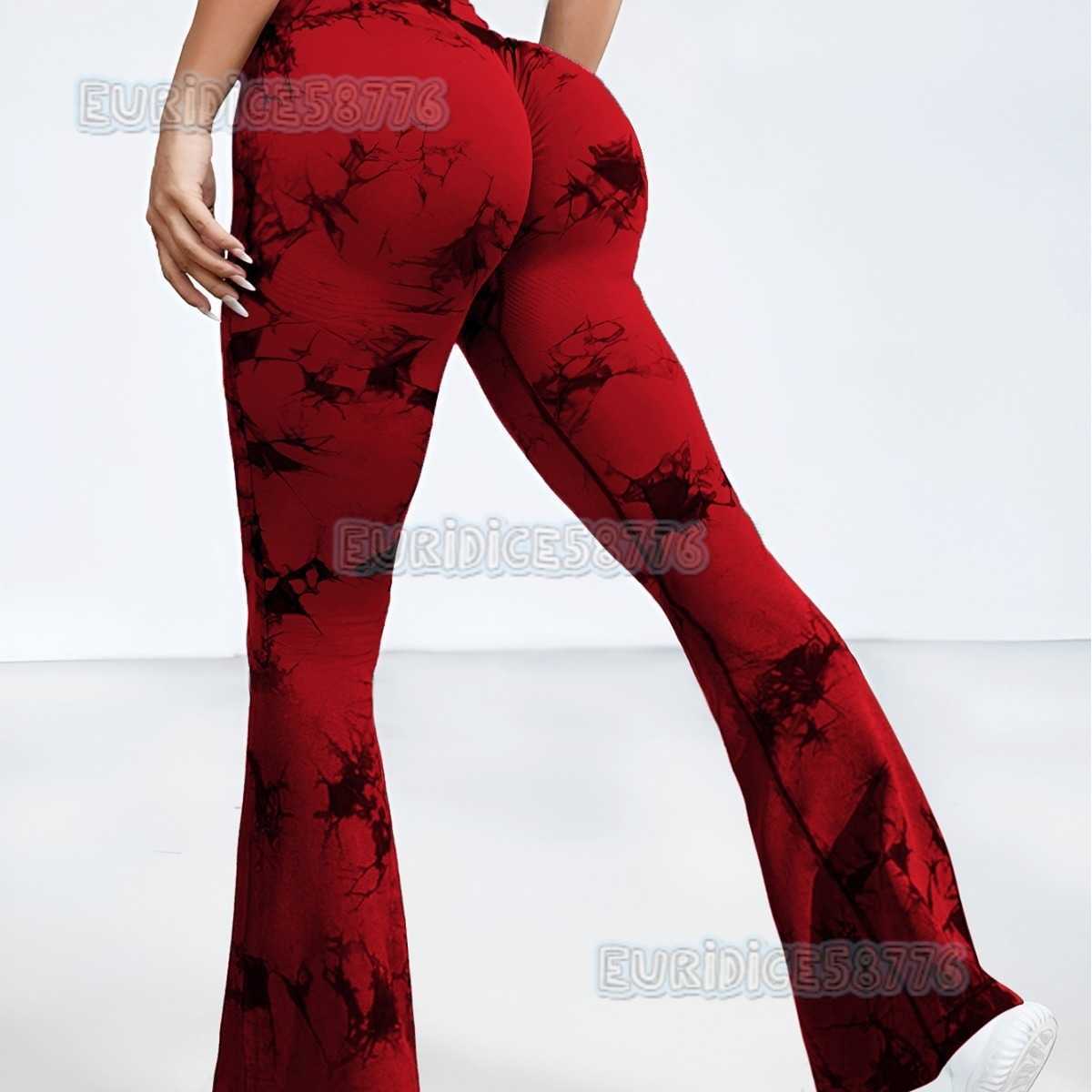 Tie-dye Flared Pants Women Fitness Pants Tight Peach Hip Breathable High Waist Slim Wide-leg Yoga Pants Flared Pants H250806