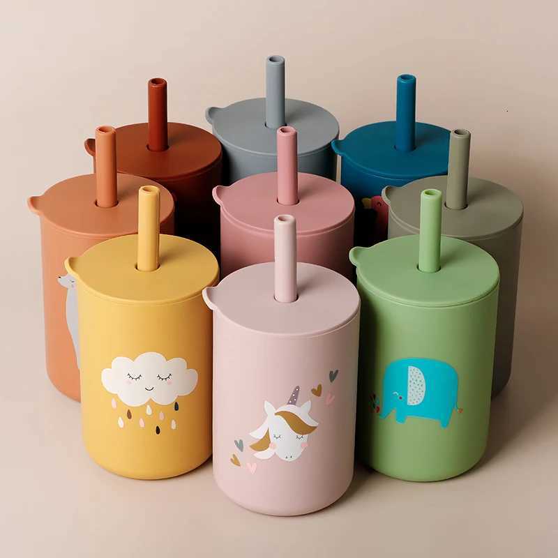 Baby Feeding Drinkware Straw Cup Baby Cartoon Learning Feeding Cup Food Grade Silicone Toddler Water Bottle Tableware BPA Free X2508061