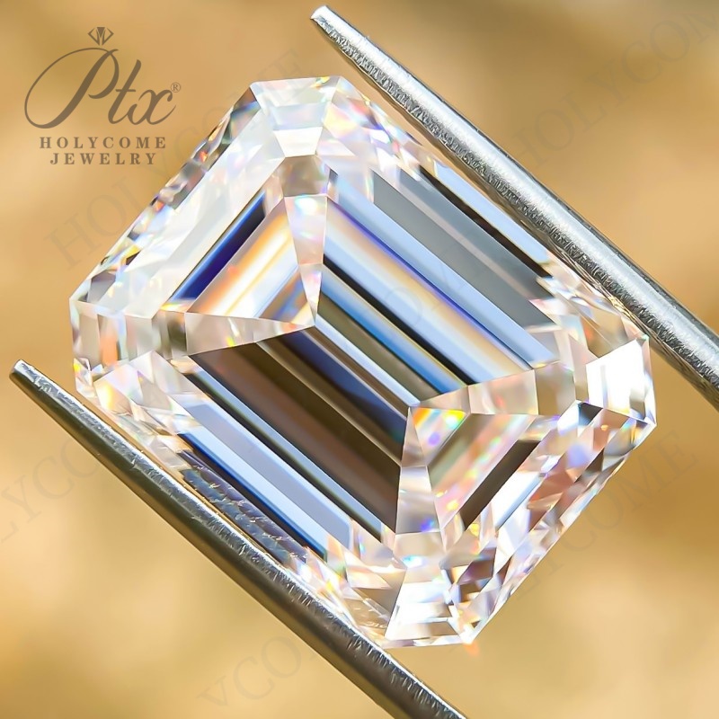 Lab Grown Moissanite Gemstone Emerald Cut Loose Diamond Stone VVS1 D White Beads Jewelry Making Engagement Wedding Charms DIY Materials