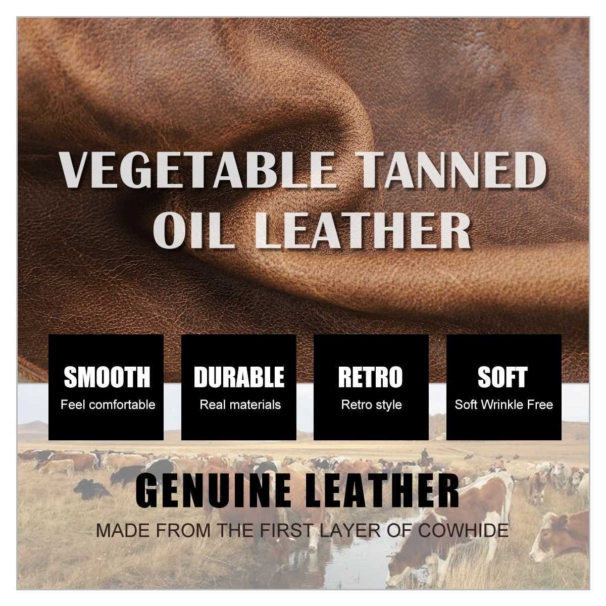 CONTACTS Genuine Crazy Horse Leather Men Wallets Vintage Trifold Wallet Zip Coin Pocket Purse Cowhide Leather Wallet For Men XJ250806