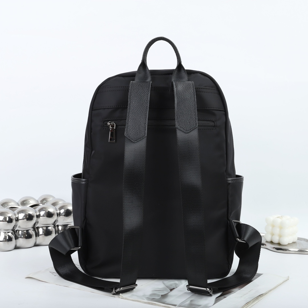 5638XL01 Classic Waterproof Fabric Backpack High-capacity Paired With Cowhide Leather Neutral Style Lightweight and Simple Business Travel Computer Ba