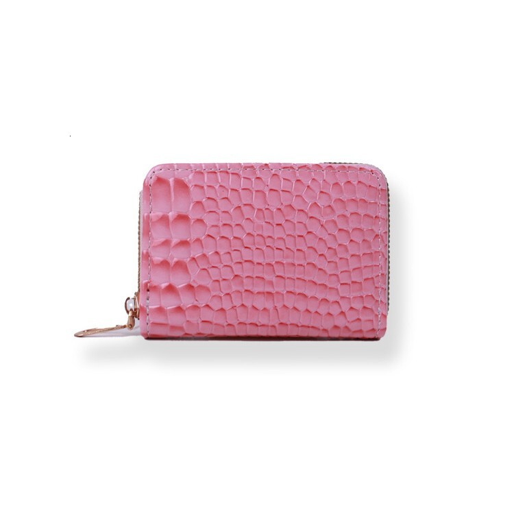 New Holder Women, Crocodile Pattern Solid Color Accordion Holder, Simple Multi-Card Slot Card Case, Zipper Coin Purse for Women