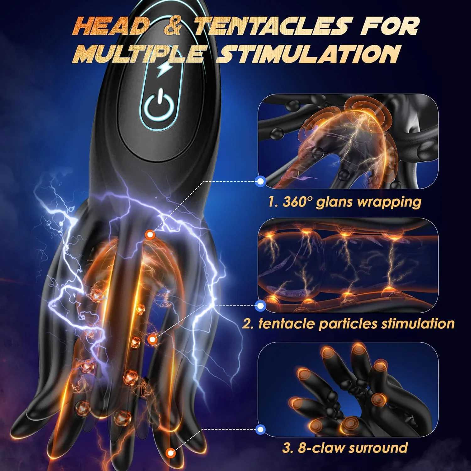 Electric Shock Male Vibrator Penis Glans Stimulator with 9 Vibrations Delay Training Exerciser Extender for Male Masturbation XJ250806