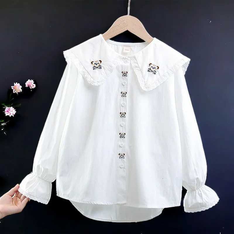Back to School Kids White Shirts Outfits Blouses for Girls Costumes Long Sleeve Teenagers Children Cotton Tops 5 7 9 10 12 Years X250806