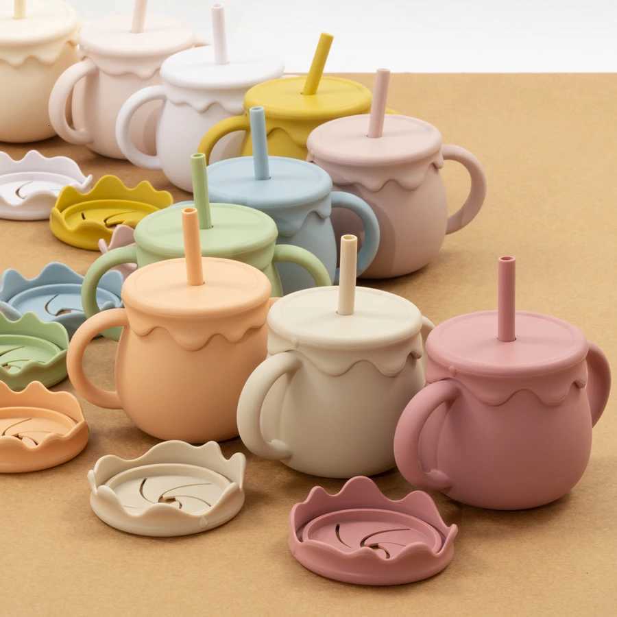 4/5/6 PCS BPA Free Baby Bibs Cartoon Elephant Bowls Plates Spoons Fork Sets Baby Cup Dinner Dishes Feeding Baby Stuff X250806