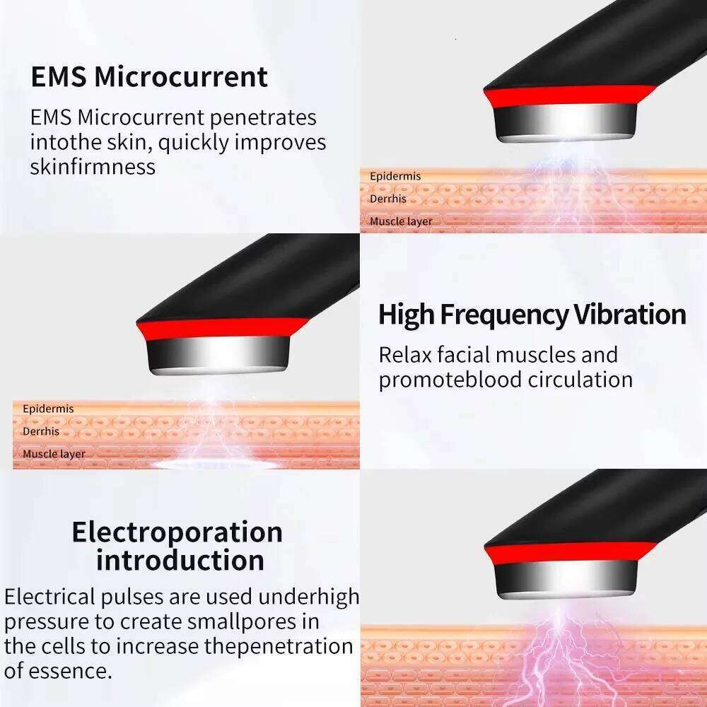 7 Color Light Massager Facial Treatment Light LED Sound Wave Ion Vibration Skin Tension Facial Enhancement Anti Wrinkle Equipmen