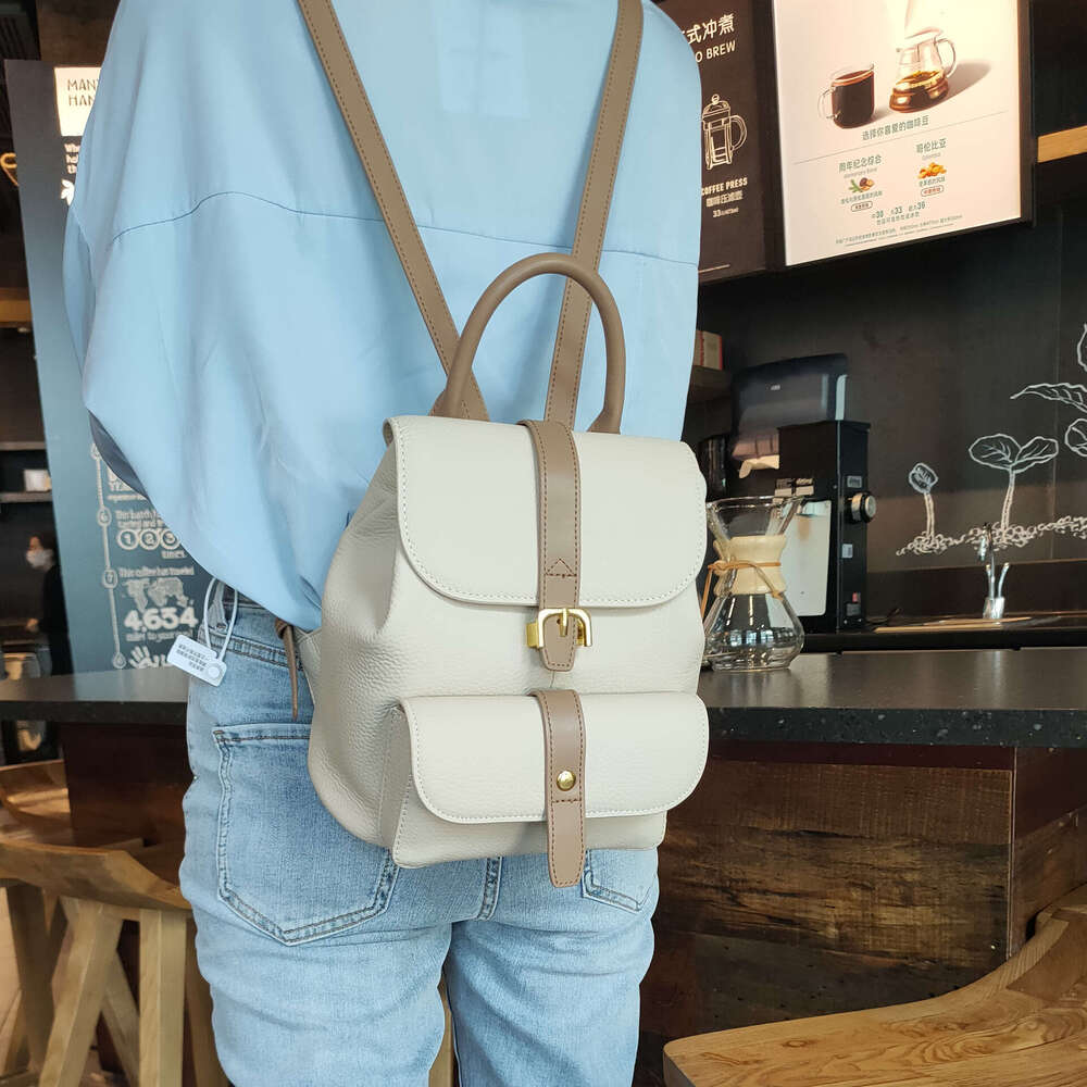 for Women New Trend Soft Top Layer Cowhide Casual Versatile Pure Leather Small Backpack designer bag B5