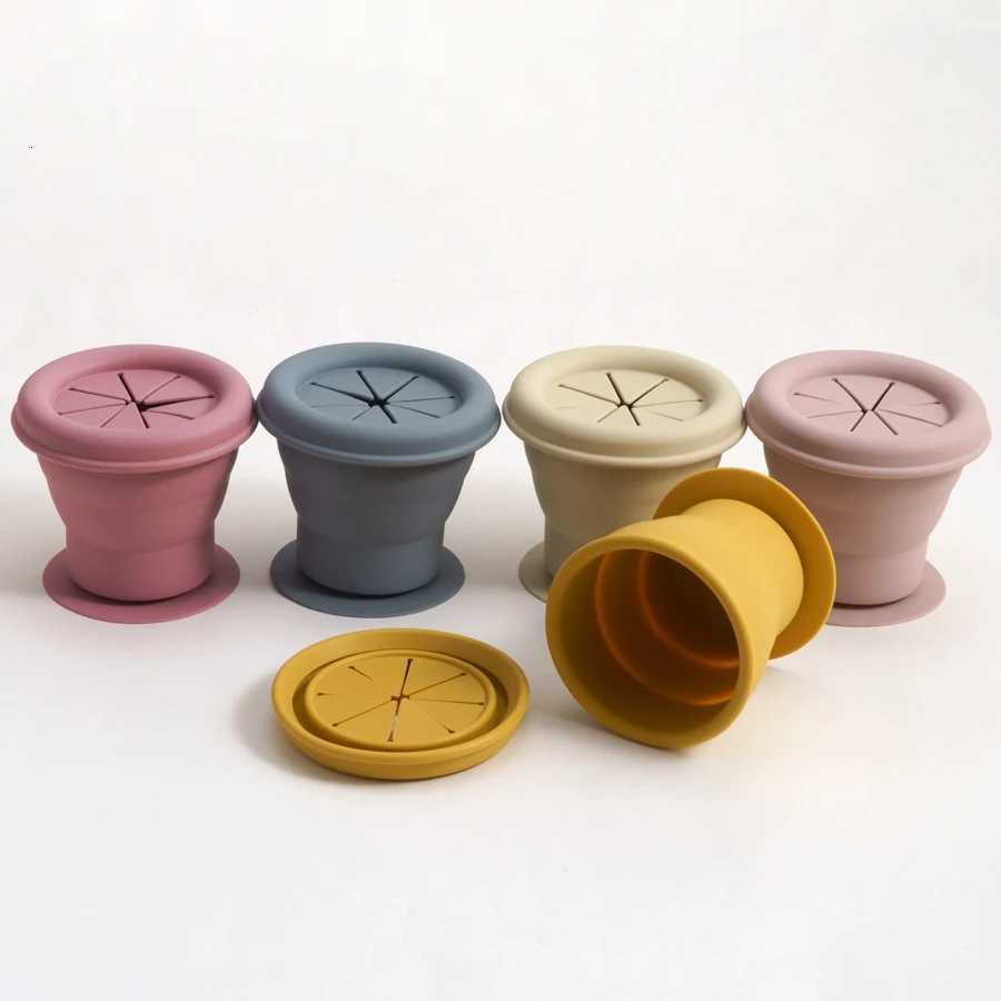 Portable Baby Soft Silicone Feeding Cups Drinkware Newborn Learning Cups Food Grade Snack Cup Container With Sucker Baby Supplies X250806