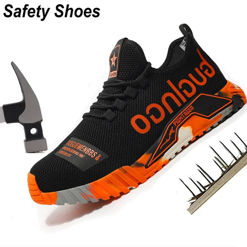Fashion Sports Shoes Work Boots Puncture-Proof Safety Shoes Men Steel Toe Shoes Security Protective Shoes Indestructible 250731