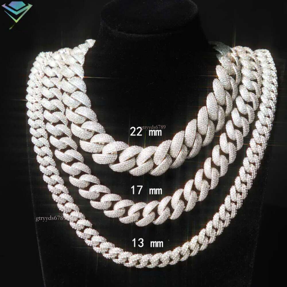 High designer braceletIced Out 6mm-13mm Vvs Moissanite Dia S Sterling Sier Cuban Link Chain for Mens Hiphop Jewlery