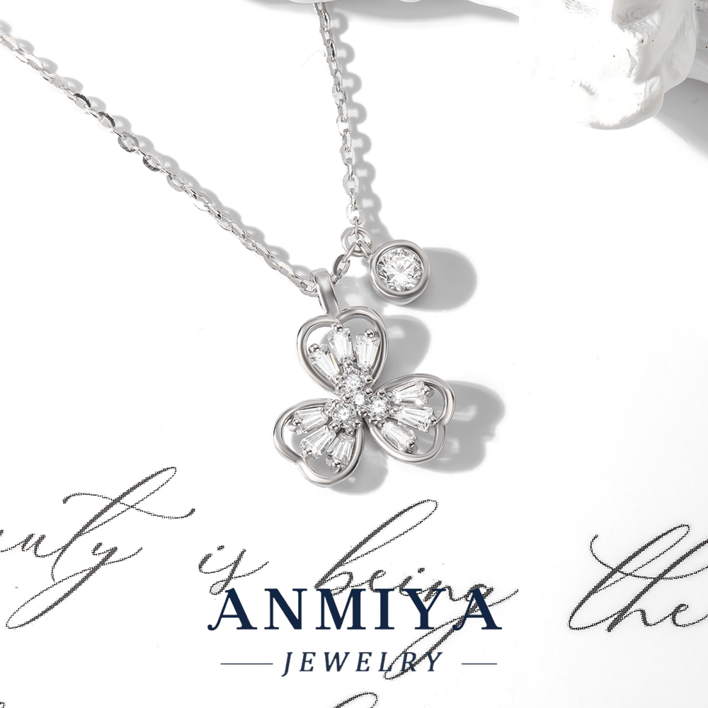 Custom 925 Sterling Silver Clover Necklace, Minimalist Pendant Jewelry for Teen Girls' Luck Charm Gift