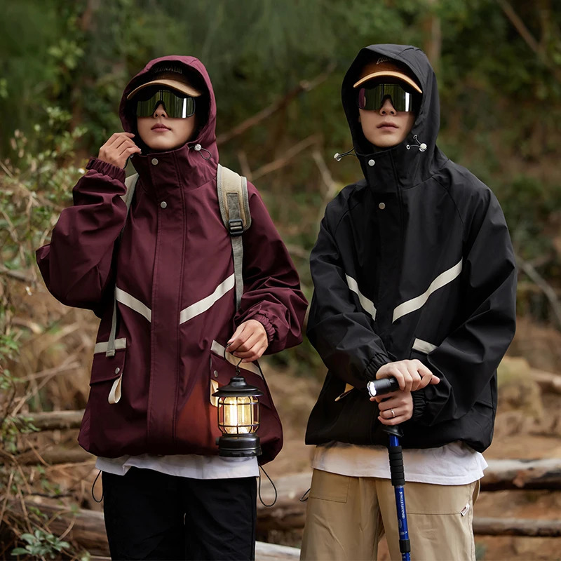 Breathable Men Hiking Casual Windbreaker Jacket Waterproof Outdoor Ski Hoodie Coat Women Lightweight Spring Autumn Outerwear 250806