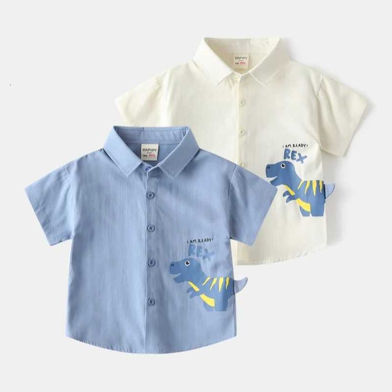 Summer Baby Clothes Toddler Boys Shirts With Collar Kids 2 To 3 4 5 6 7 Years Short Sleeve Cute Cotton Dinosaur Childrens Tops X250806