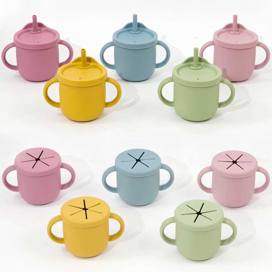 1PC Baby Learning Drinking Cup with Double Handle Portable Leakproof Infant Water Cups Bottle Baby Food Box Snack Cup X2508061