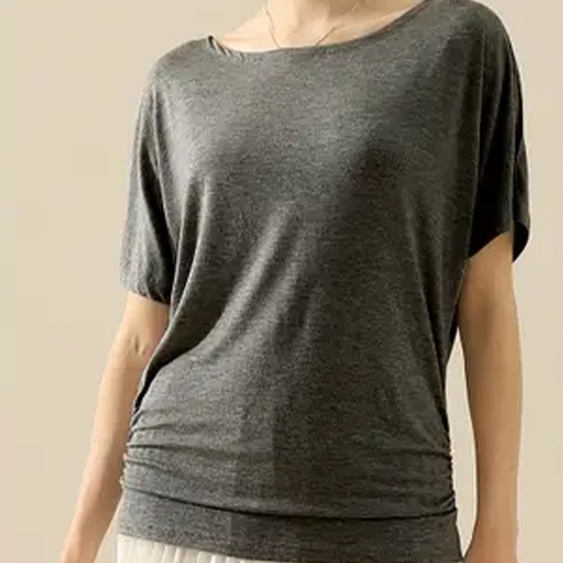 Oversized dolman short-sleeved boat neck T-shirt Fashionable, comfortable and simple CWTTS051