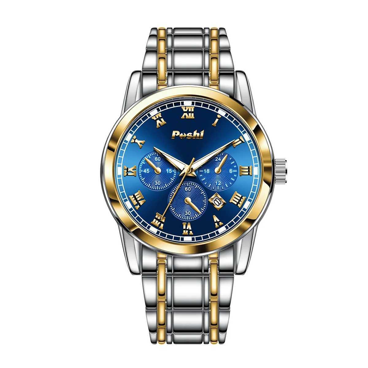 POSHI Fashion Mens Business Wristwatch for Men Quartz Original Clock Luminous Hands with Date Life Waterproof W250806