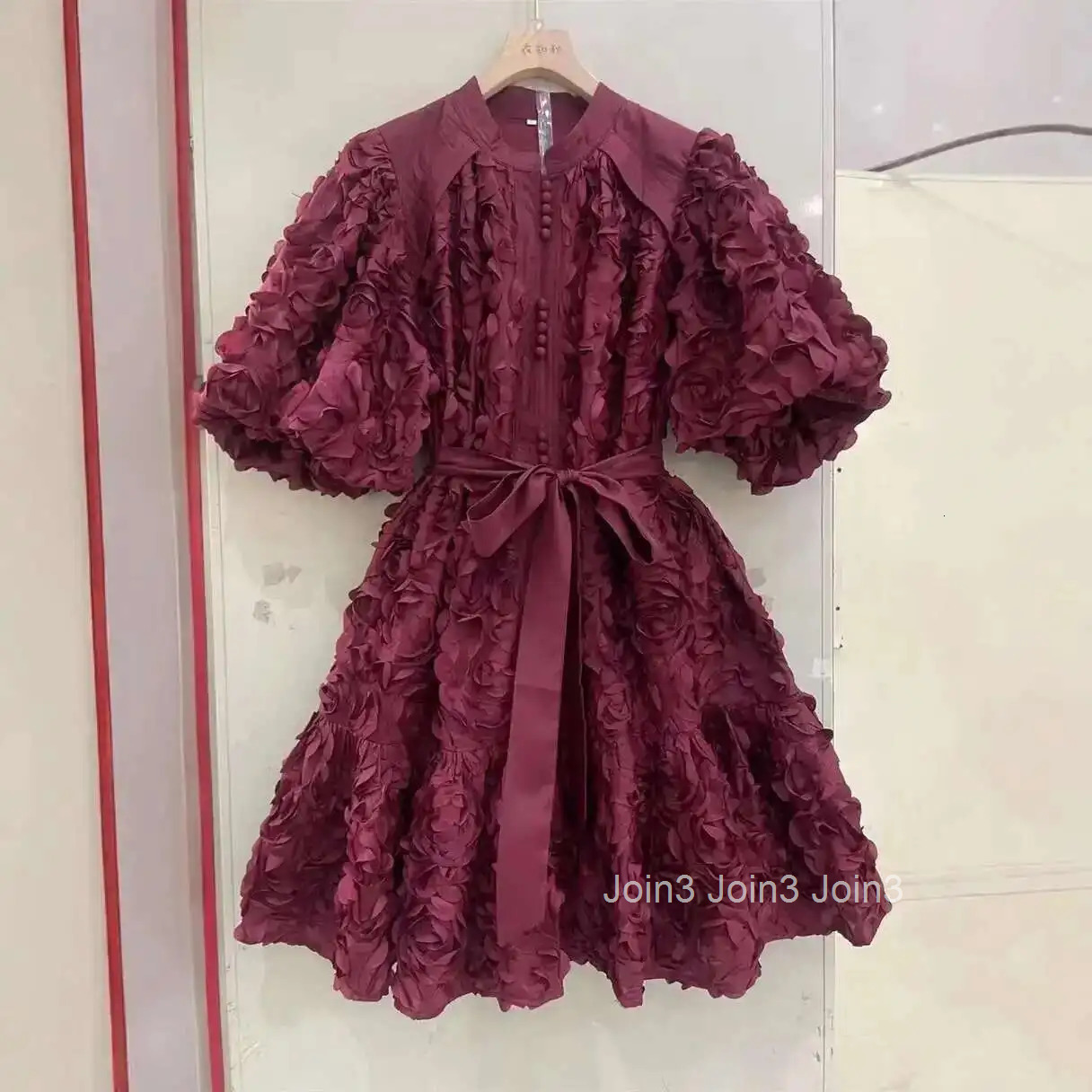 Elegant Luxury 3D Flower Evening Dresses Women Summer Holiday Bubble Sleeve Party Prom Dress Formal Occasion