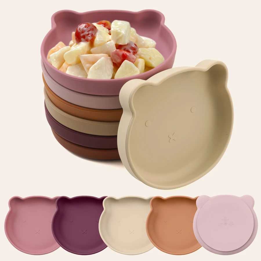 Baby Weaning Dishes Baby Silicone Sucker Plate Cartoon Bear Bowl Dining Appliance Feeding Solid Food Childrens Tableware X250806