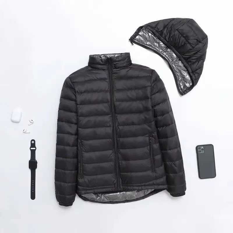 Top Grade Men Winter Puffer Jacket New Hat Detachable Ultra Light Down Jacket Men Lightweight Parka Windproof Warm Coats W250806