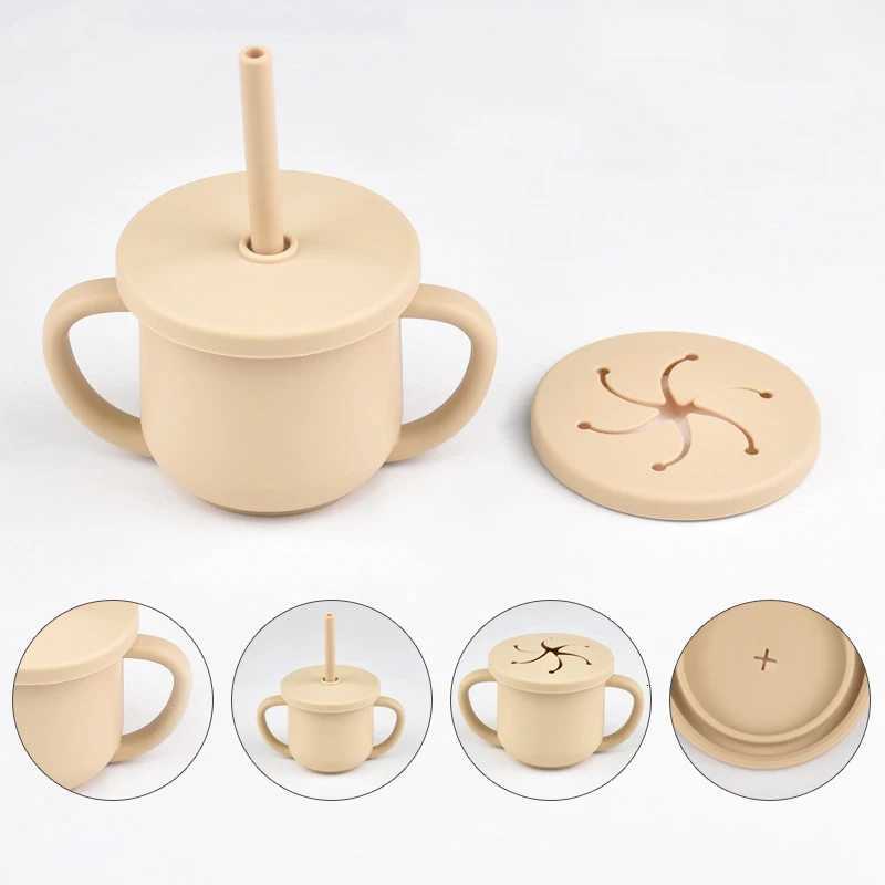 Baby Silicone Double Handle Straw Cup Anti-Scalding Anti-Fall BPA Free Leak-Proof Cover Portable Snack Cup for Toddlers Ideal X250806