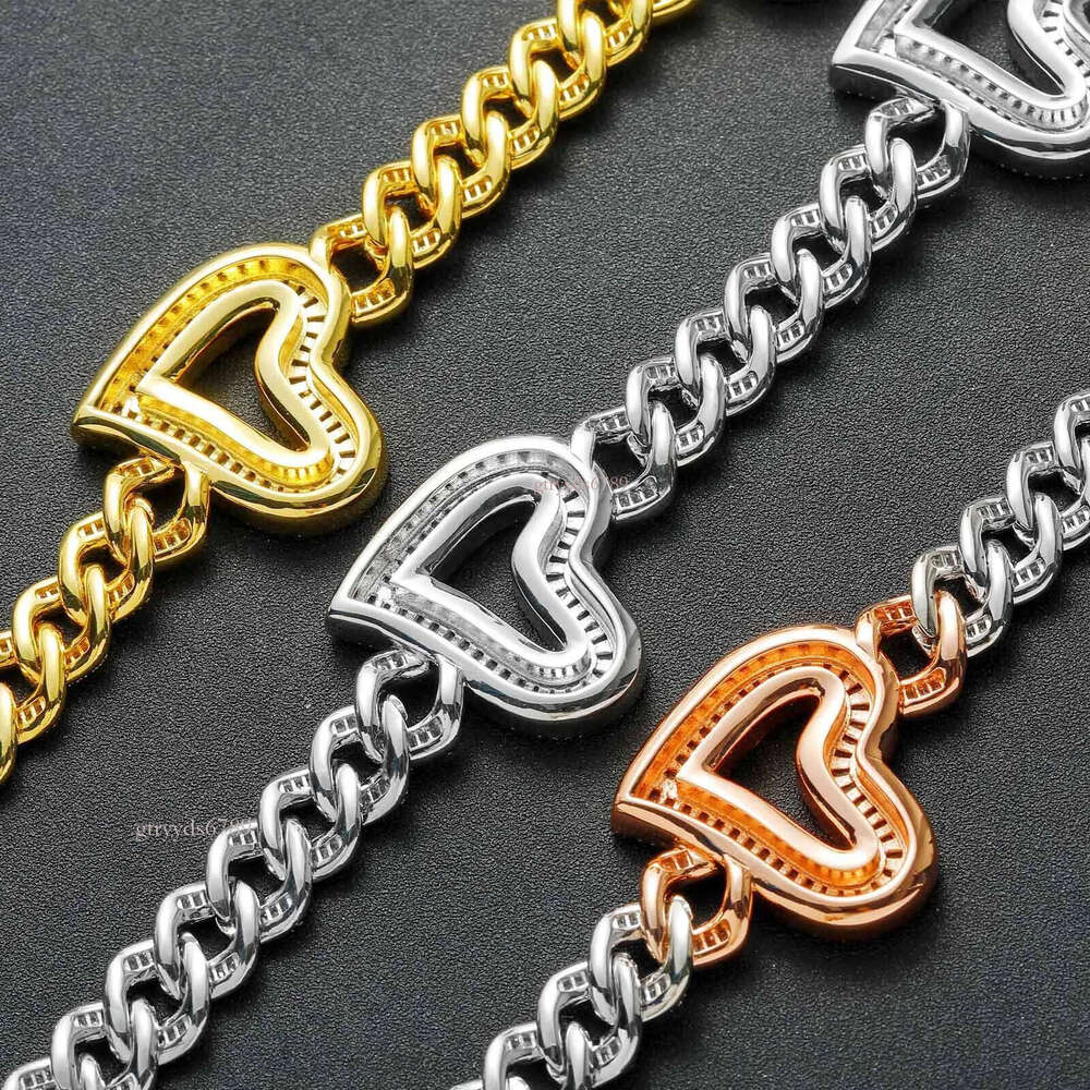 Mens Heavy Hip Hop Chians 16mm 16-22inch Gold Plated Baguette CZ Hearts Cuban Chain Necklace Gift for Friends