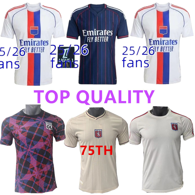 25 26 Lyon 75th Anniversary Edition soccer jerseys 2025 2026 Olympique Lyonnais 75 years home away man football jersey short sleeve top shirt