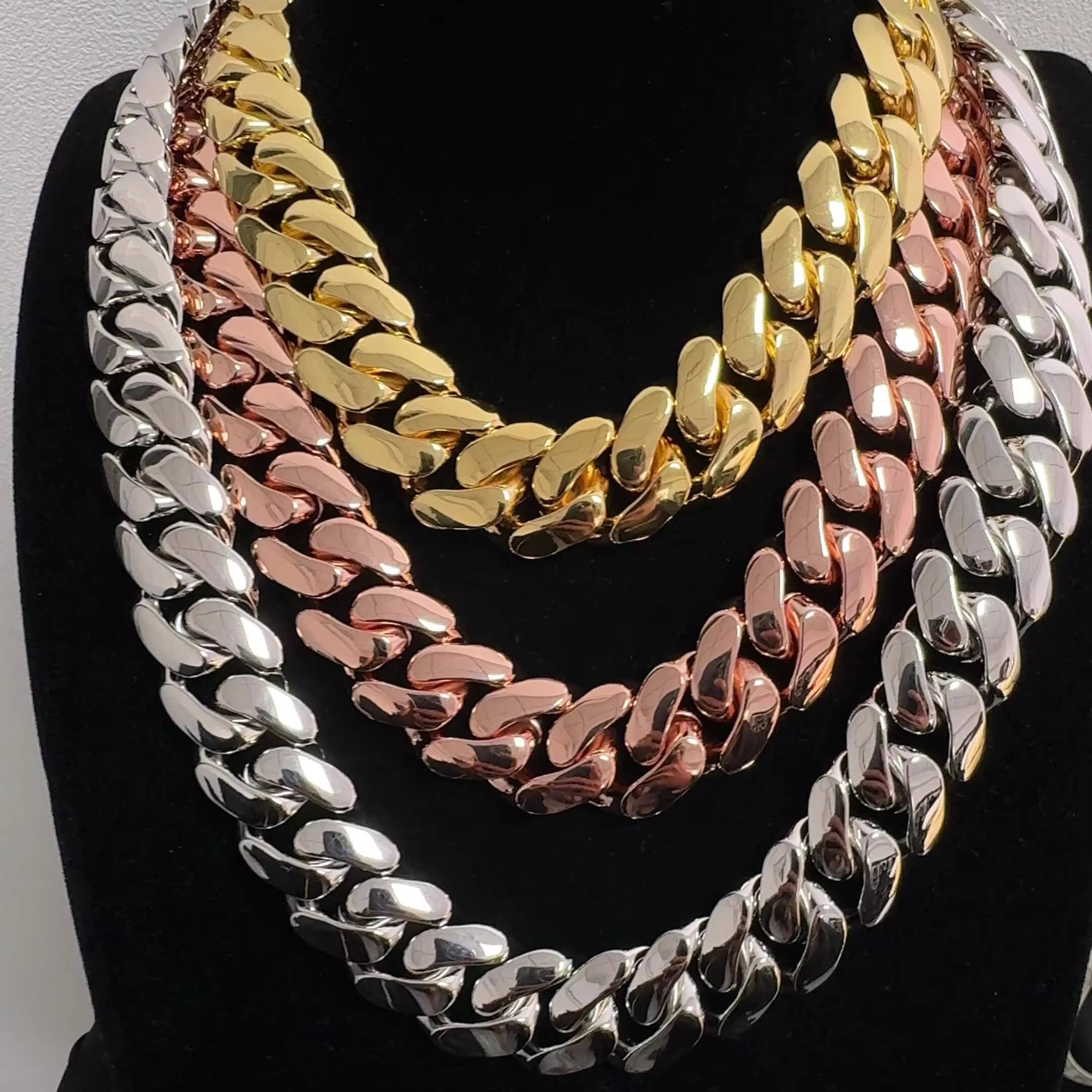 Iced Out Custom Moissanite Clasp 15mm Solid 925 Silver Plain Hip Hop Miami Cuban Chain for Men