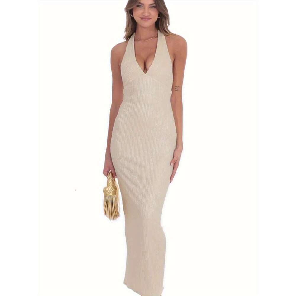 Pure Desire Women's High - Neck V - Neck Sleeveless Halter Slim Fit Mini Dress Party