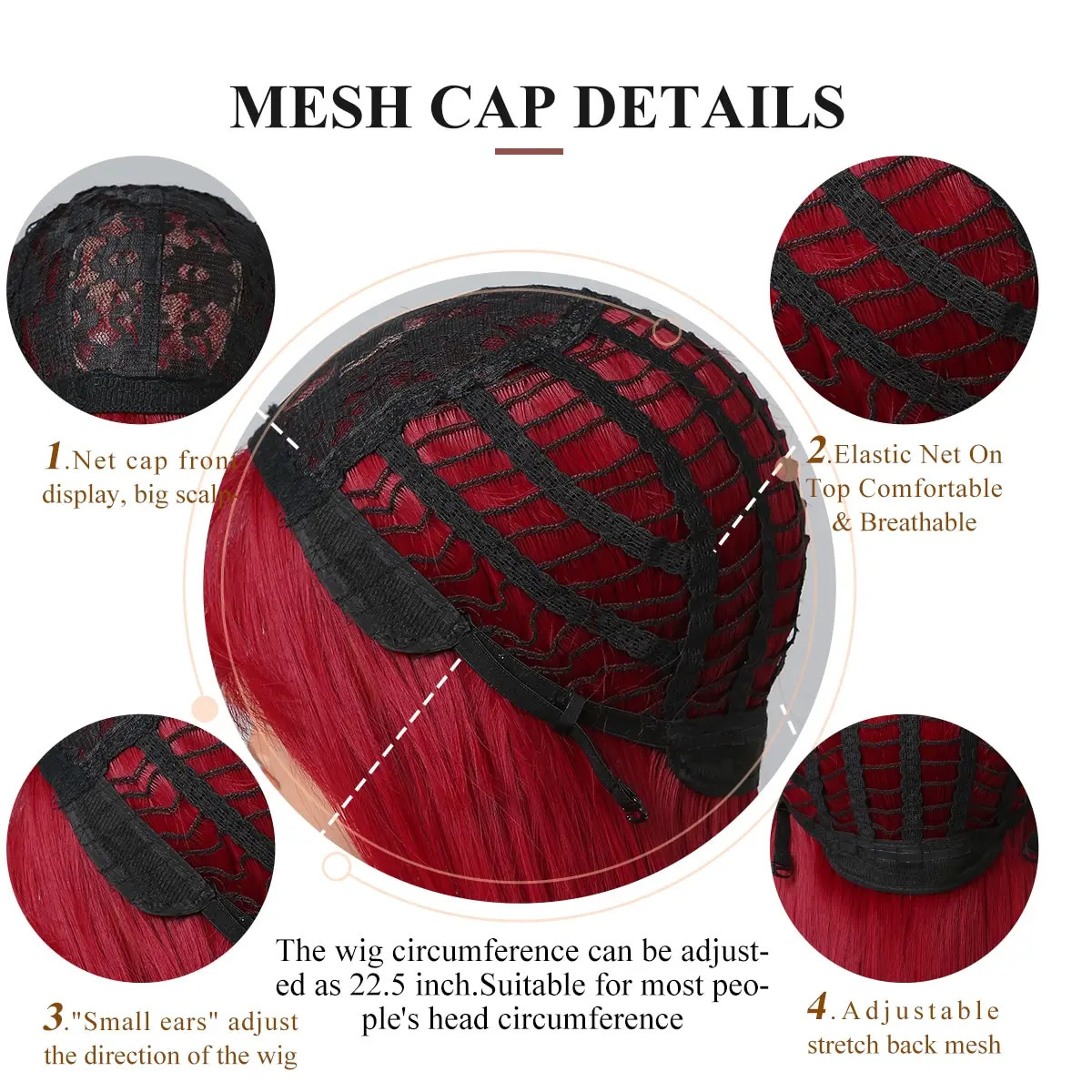 Light Wine Red Synthetic Wigs With Bangs for Women Long Straight Hair Wig Natural Cosplay Party Heat Resistant 250805