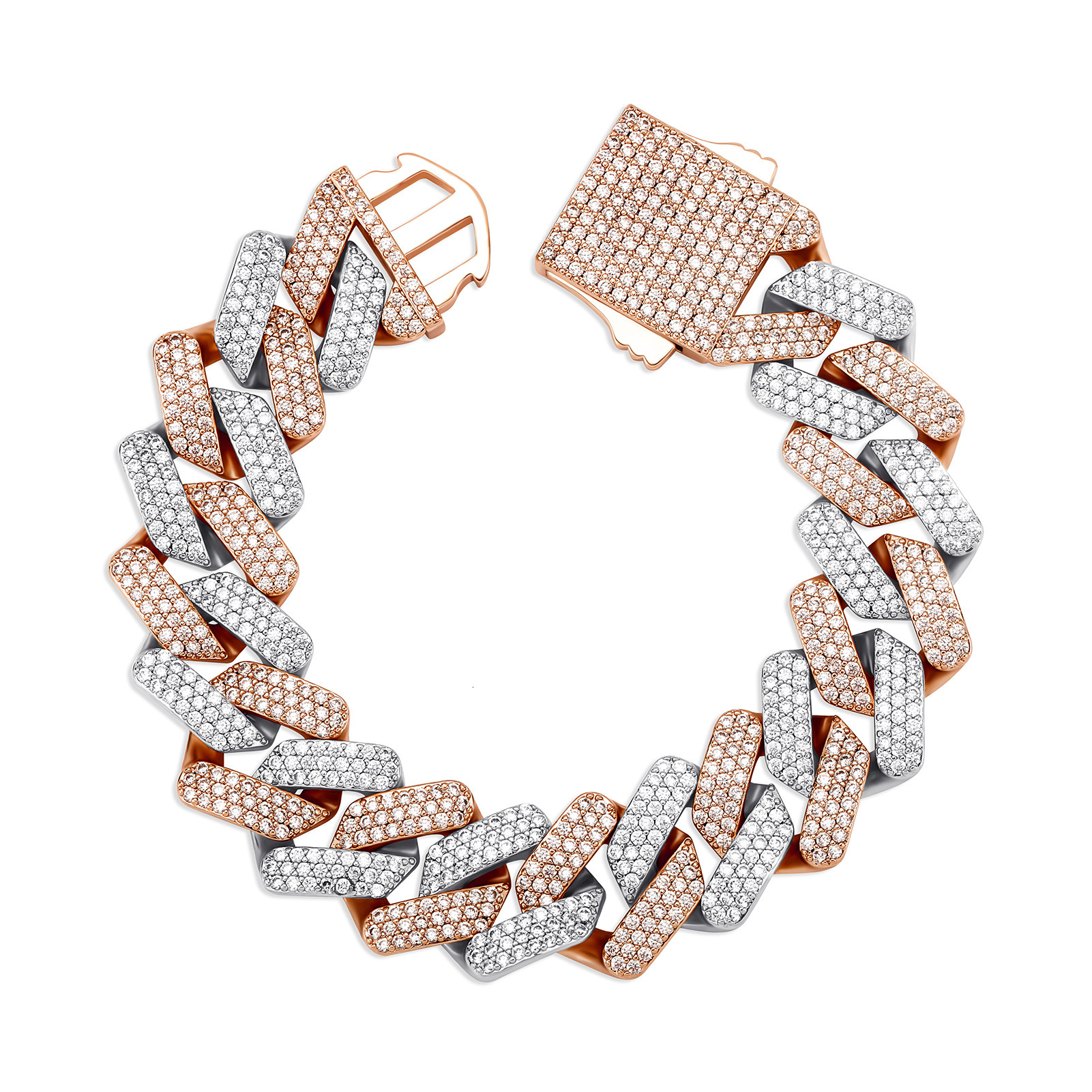 Hip Hop 18-20MM Dia Cuban Chain Men's Bracelet Jewelry Full Zircon Necklace