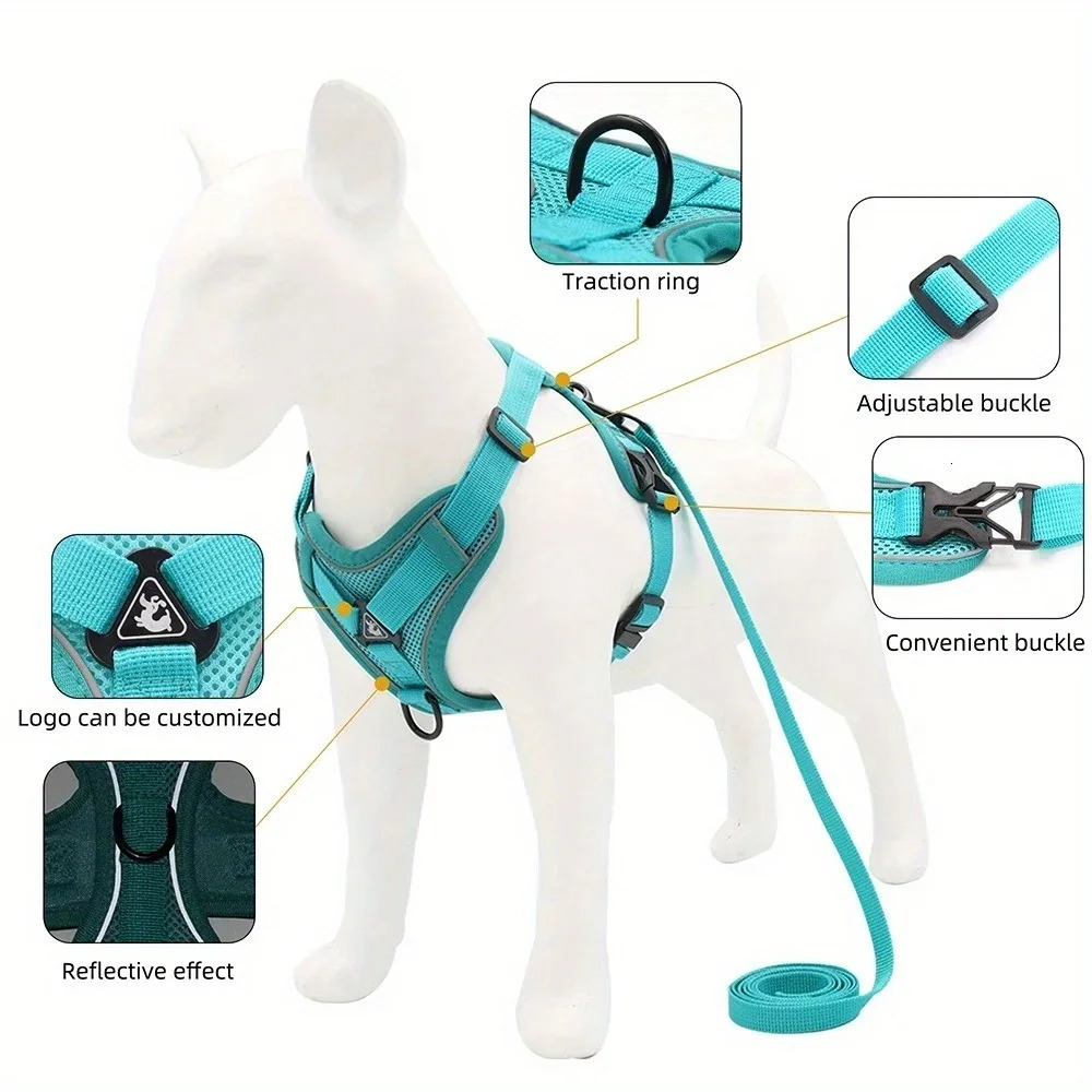 No Pull Dog Harness and Leash Set Adjustable Pet Harness Vest for Small Dogs Cats Reflective Dog Chest Strap Lead Walking 250805