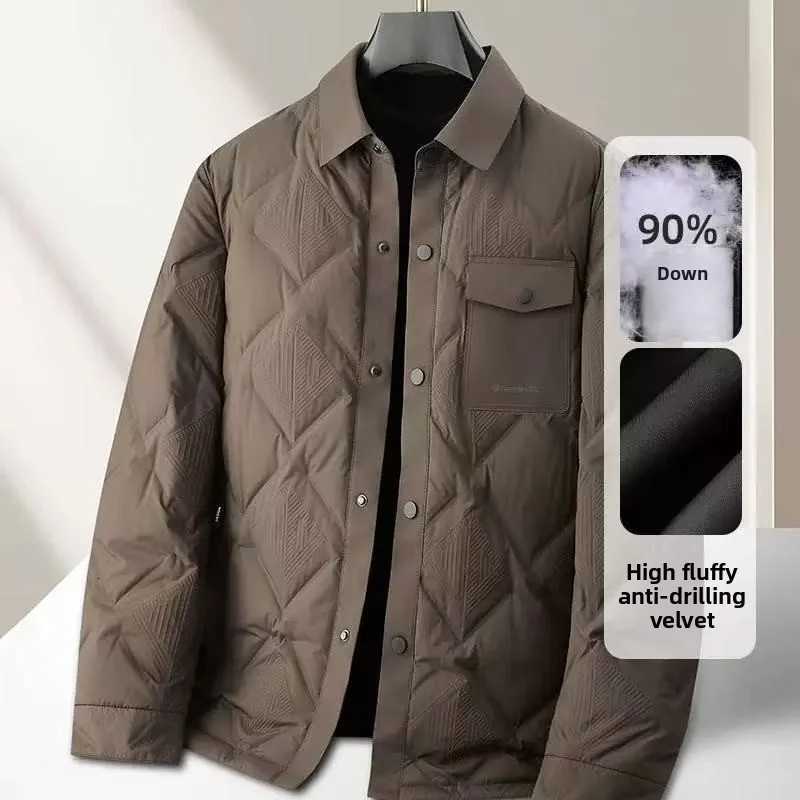 2025 Autumn/Winter New Mens Down Jacket Down Content 90% Quality Fabric Casual Lightweight Youth Down Jacket with Shirt Collar W250806