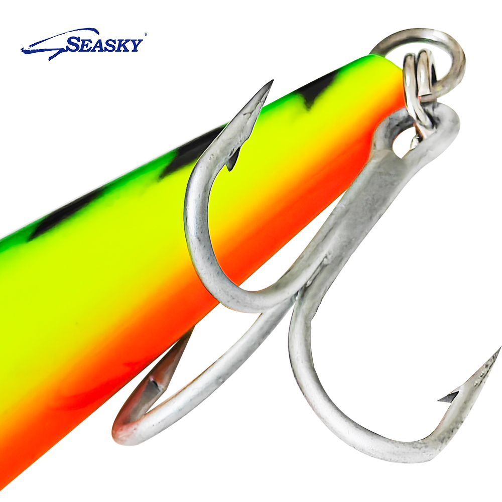 Seasky Metal Tongue Minnow Bait - Large Trolling Lure with Realistic 3D Eye for Saltwater Fish 80g 185mm Hard bait