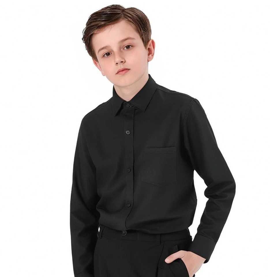 Boys Black Shirt Kids School Uniform Teenager Wedding Birthday Ceremony Easter Church Piano Performance Birthday Gift Clothes X250806
