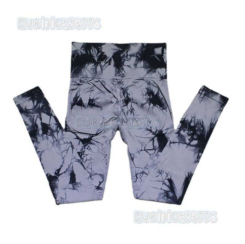 High Waist Peach Hip Tight Pants High Elastic Fitness Pants Seamless Slim Tie Dye Yoga Pants H250806