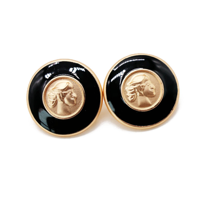 Designer Earring 18K Gold Plated Round Enamel Figure Stud Earring Vintage Retro High-end Jewelry wholesales drop shipping