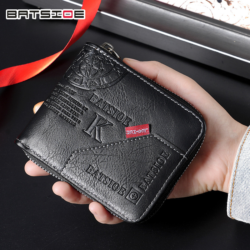 European And American Retro Men's Luxury Wallet Free Shipping Designer Luxury Zipper Short Handbag Multi Card Slot Multi-functional Leisure Card 