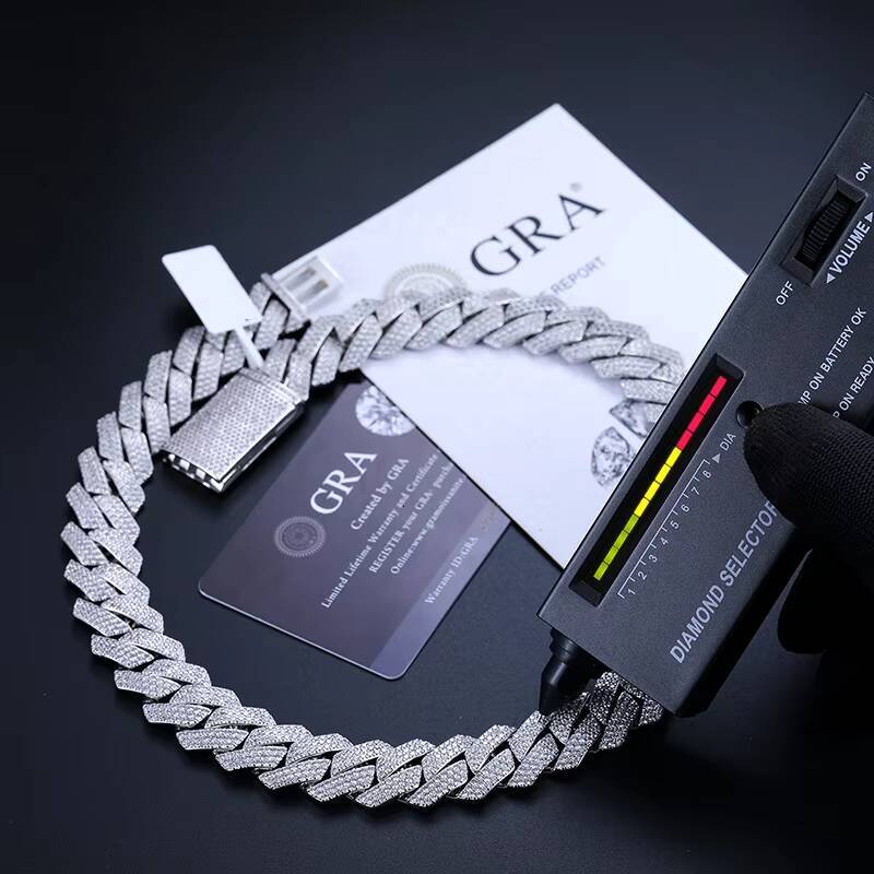 Pass Diamond Tester Bling Hip Hop Jewelry 18mm 925 Sterling Silver VVS Moissanite Iced Out Miami Cuban Link Chain for Men