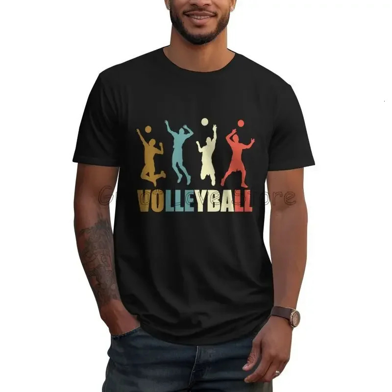 Vintage Retro Style Volleyball Tri Blend Top T-shirts Men Cotton Graphic T Shirt Male Oversized T Shirt Harajuku Streetwear 250806