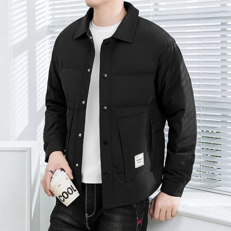 Solid Color Mens Casual Down Jackets 2025 Autumn Winter Outerwear Windproof Single Breasted Warm Puffer Coat Padded Tops Clothing W250806