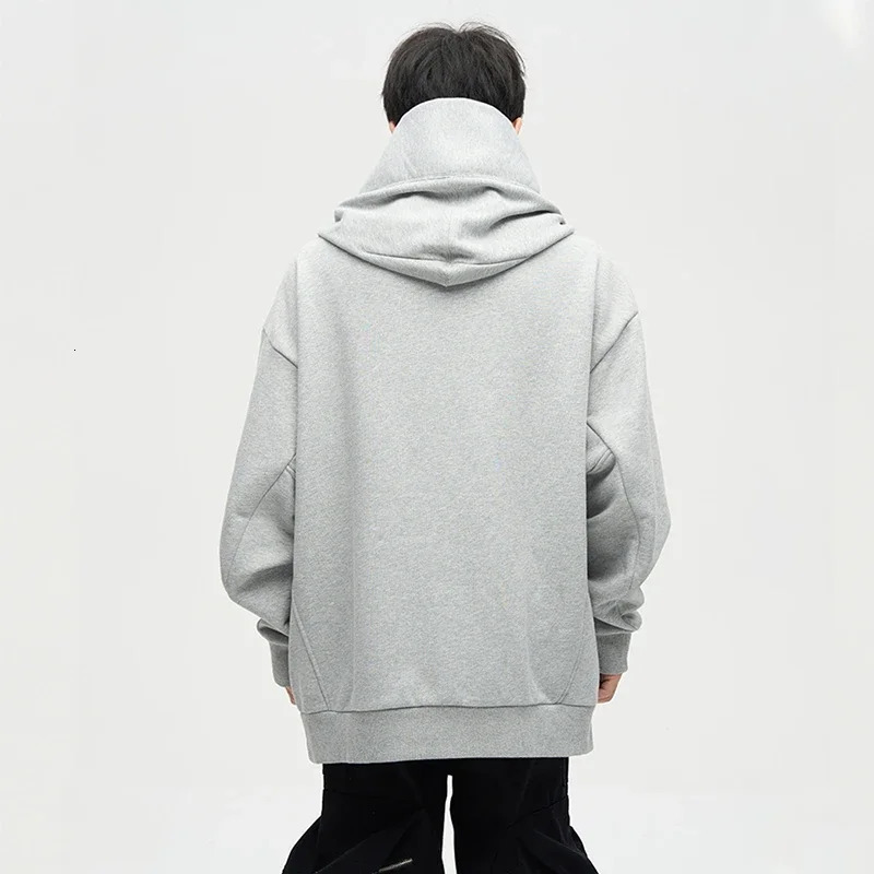 Autumn Ninja Streetwear Turtleneck Hoodies For Men Letter Embroidered Hip Hop Fashion Sweatshirts Y2K Vintage Fleece Hoody250806