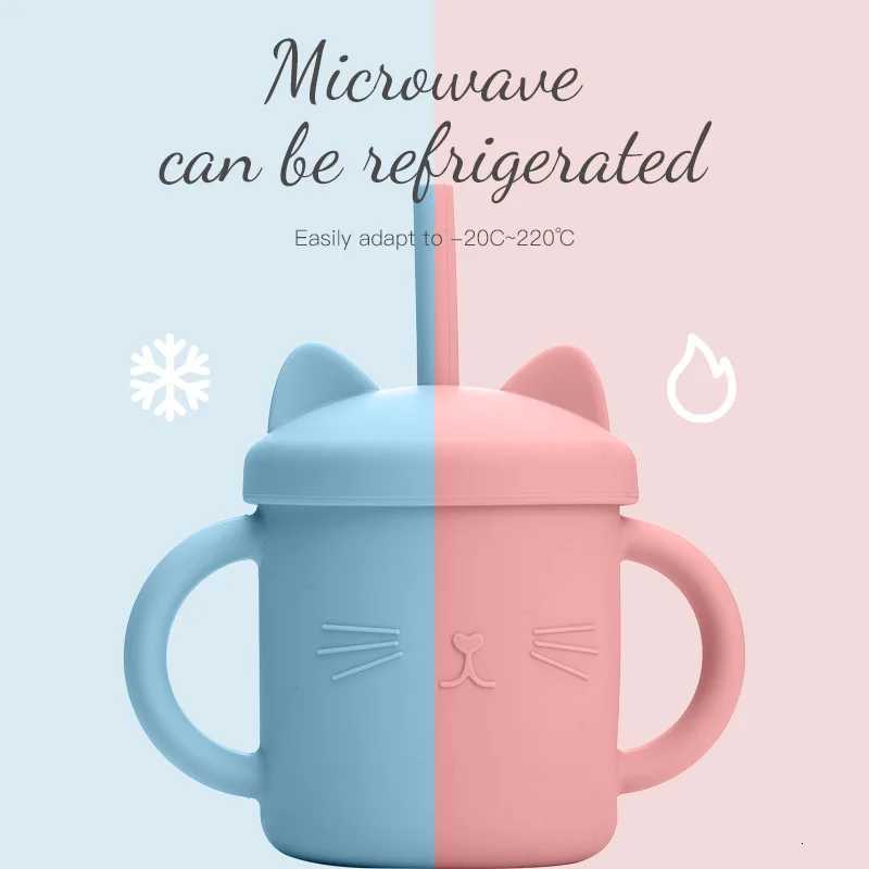 200ML Baby Feeding Drinkware Straw Cup Baby Learning Feeding Bottles Anti-Hot Leakproof Silicone Tableware Toddler Water Bottle X250806