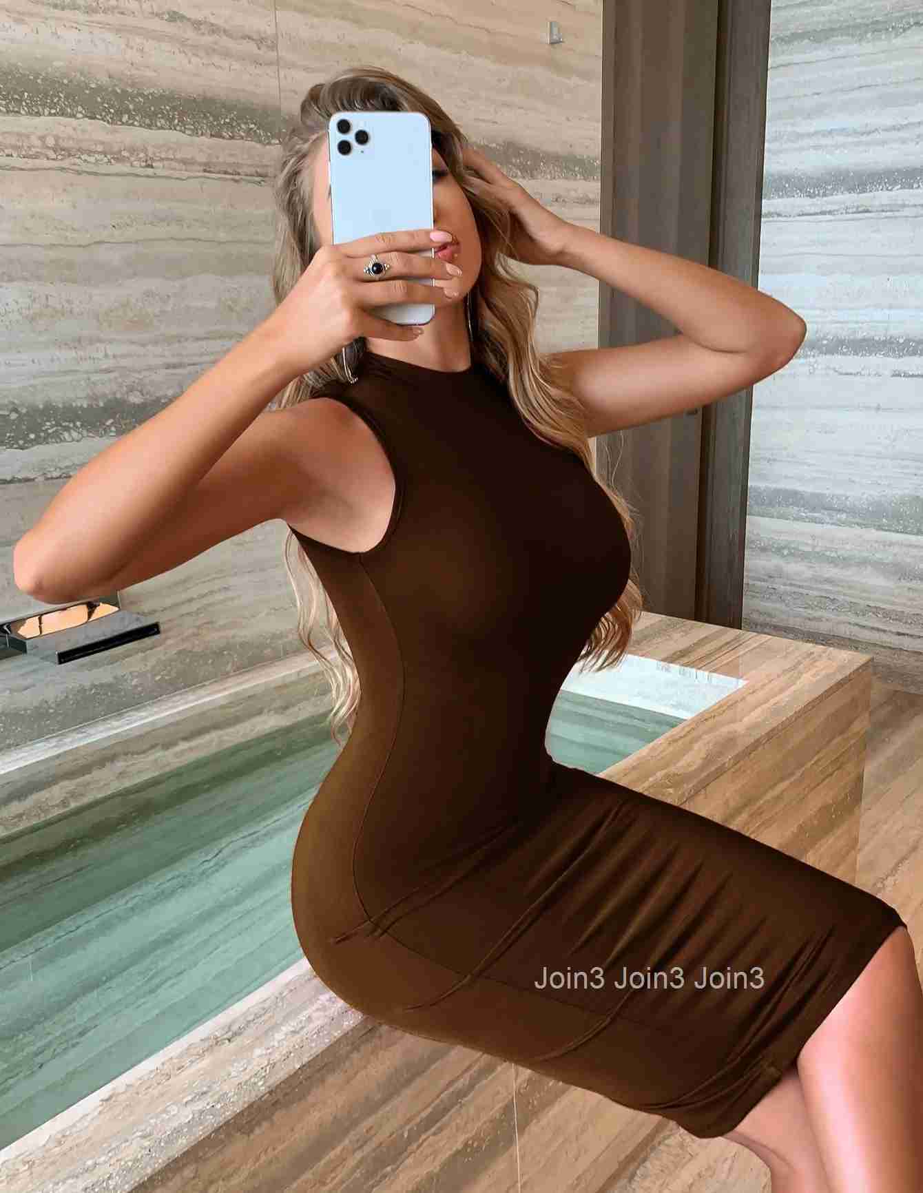 Summer Skinny Bodycon Sleeveless Sexy Dress For Women Casual Elegant Midi Knitting Night Club Vestidos Lady Streetwear Outfits